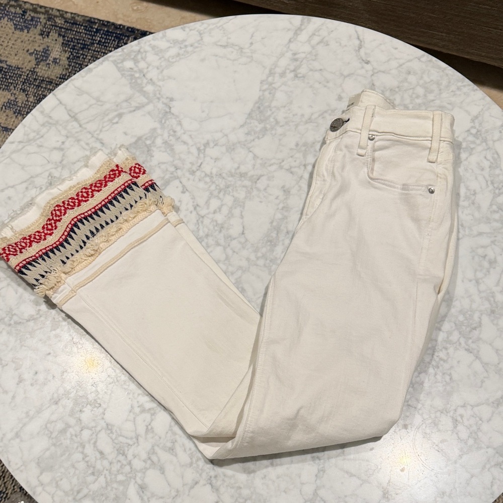 McGuire. White Jeans with Decorative Border.  25